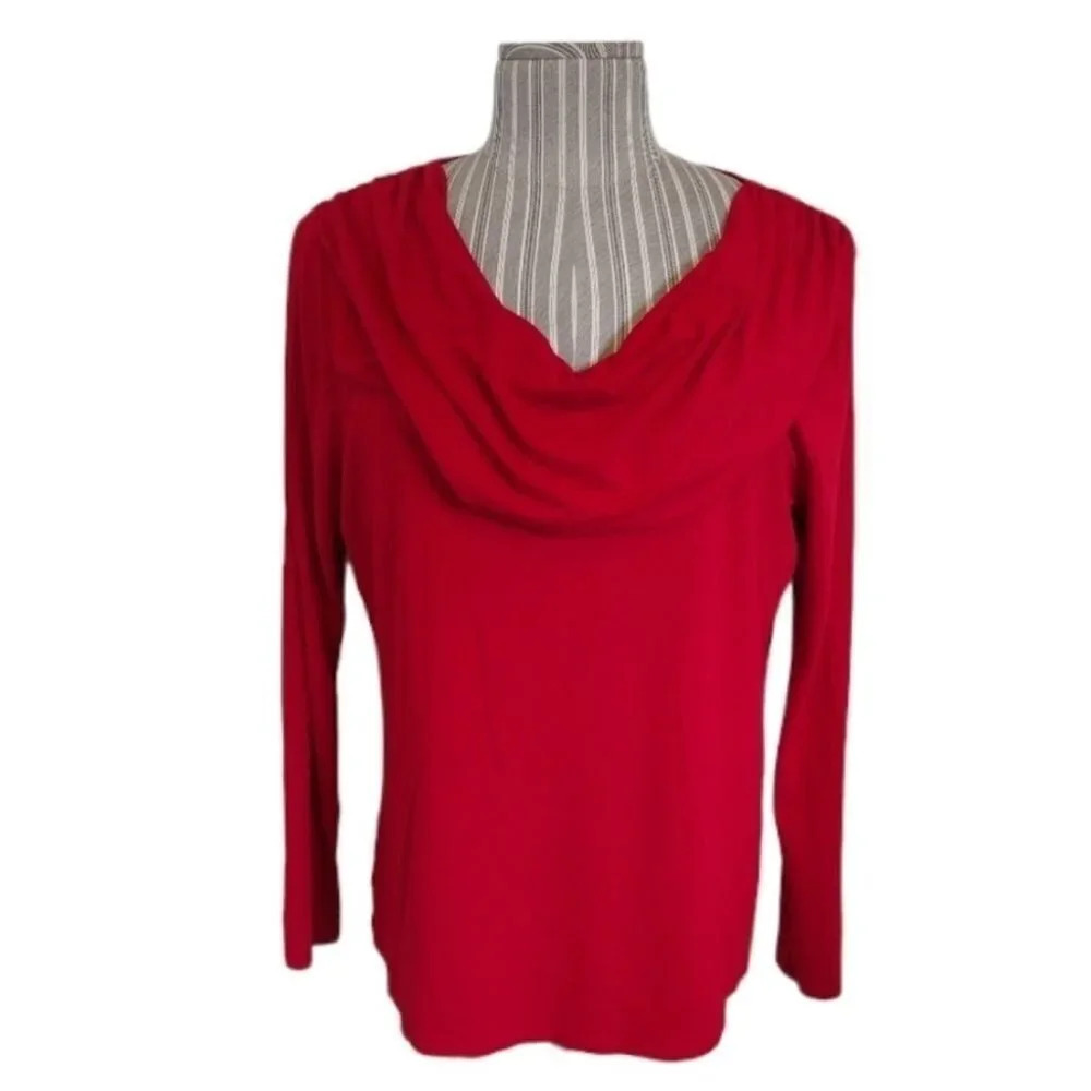 Fashion Essentials Cowl  Neckline Red Shirt, 1X